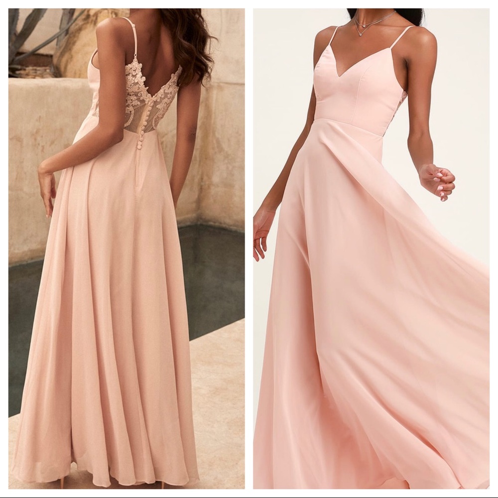 Romantic Ways Blush Pink Lace Button Maxi Dress
